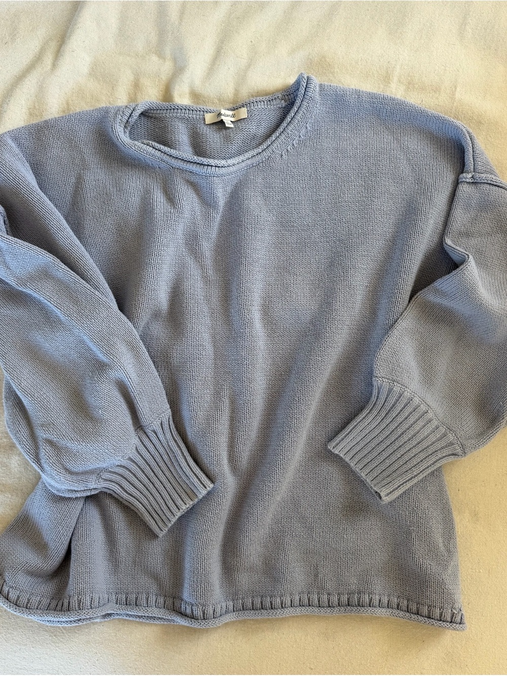 Madewell Roll Neck Pale Blue Knit Sweater